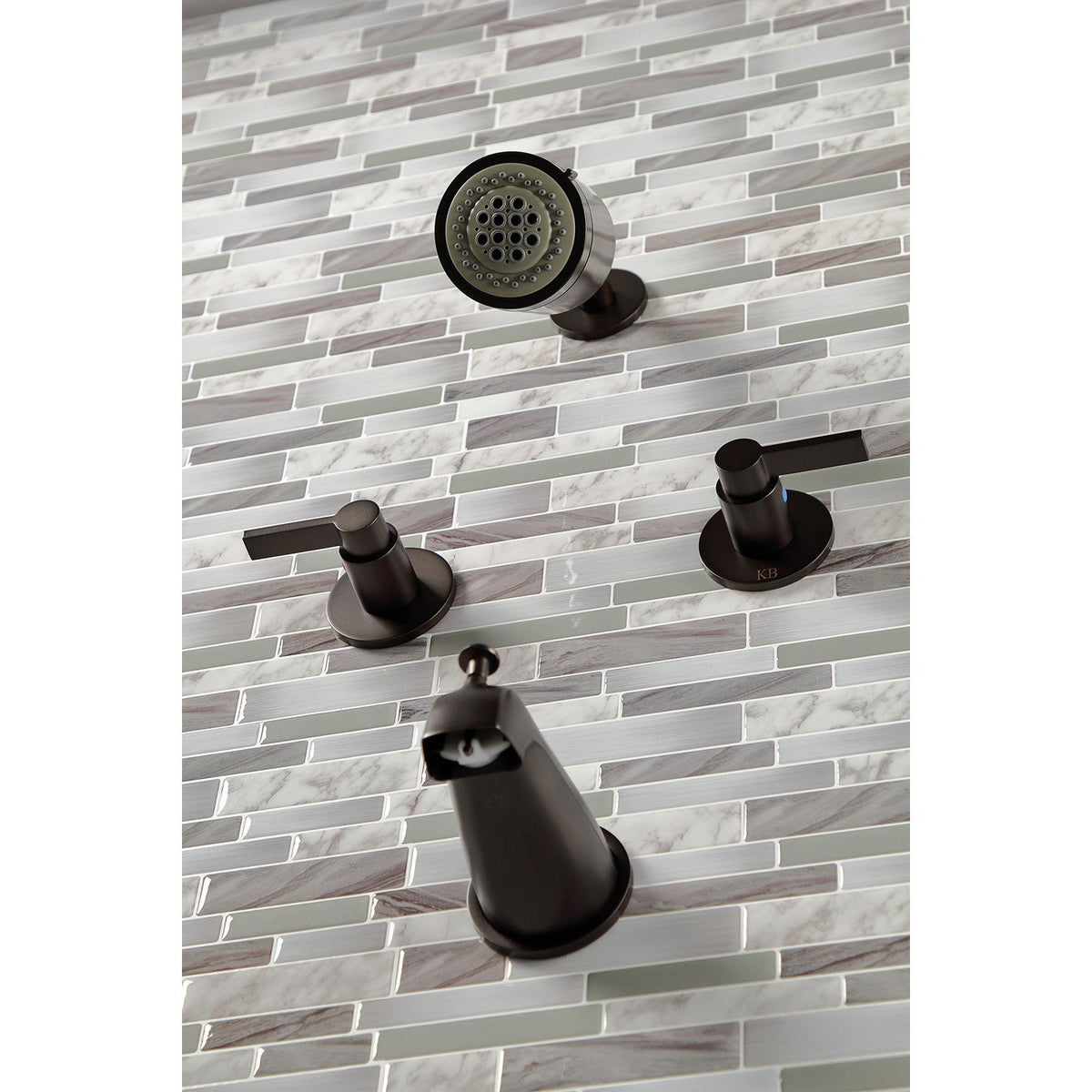 NuvoFusion Double-Handle Tub and Shower Faucet in Oil Rubbed Bronze