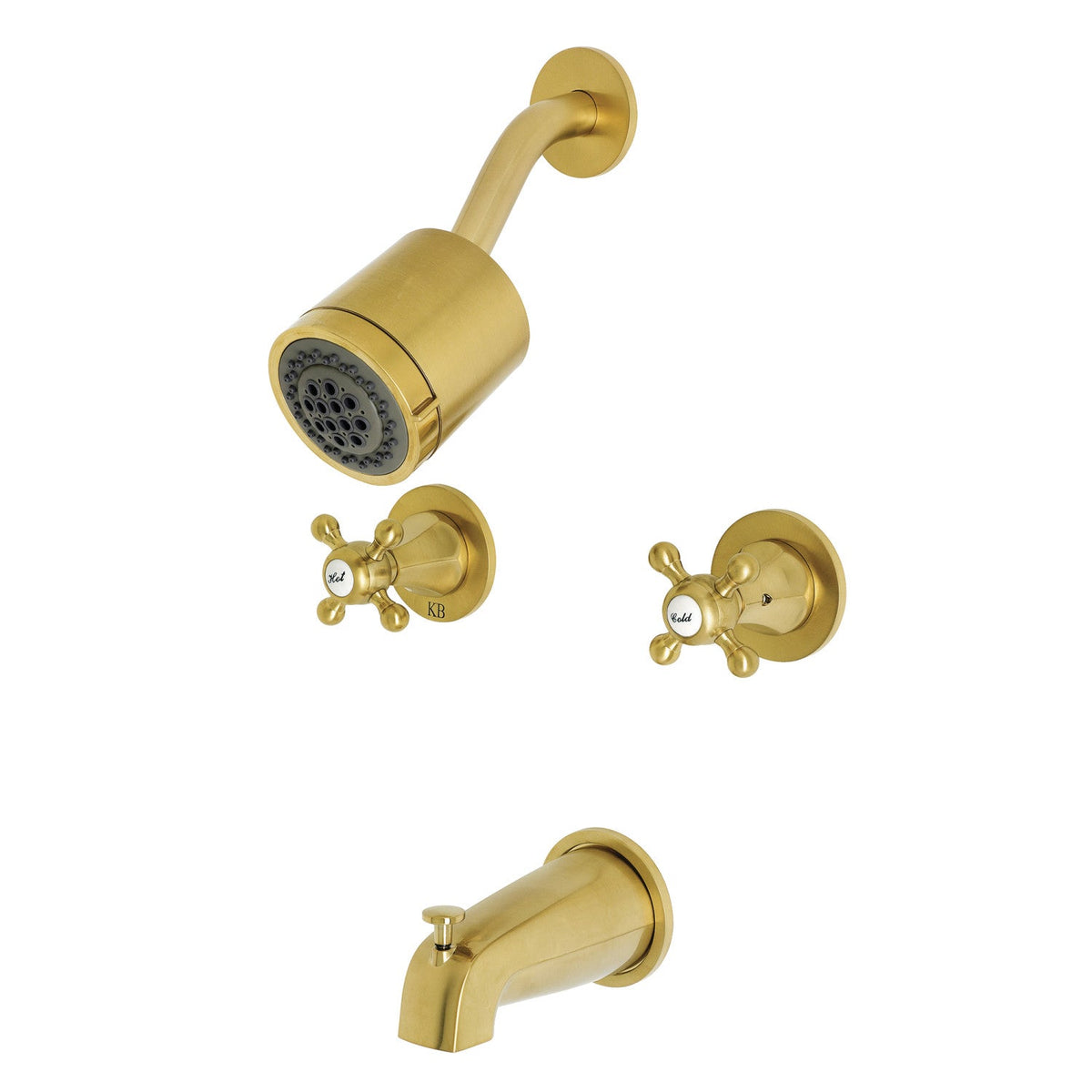Metropolitan Double-Handle Tub and Shower Faucet in Brushed Brass