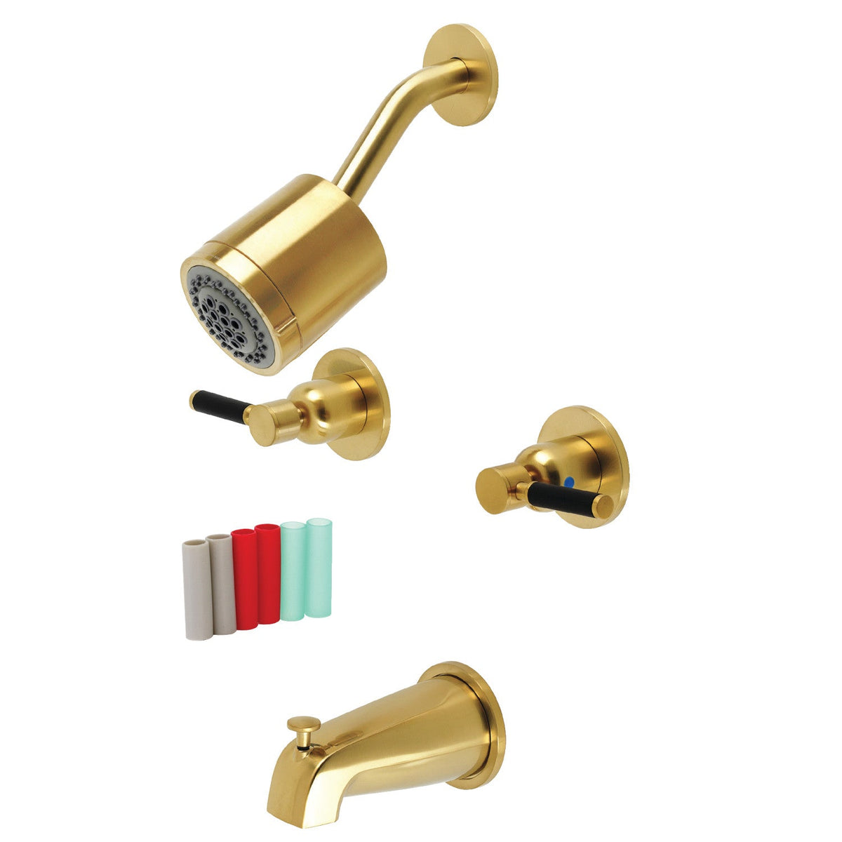 Kaiser Double-Handle Tub and Shower Faucet in Brushed Brass