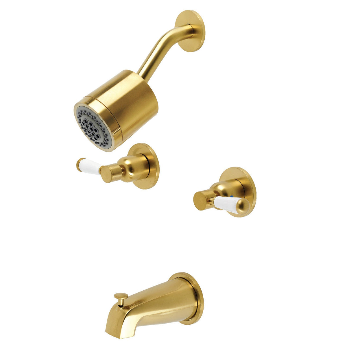 Paris Double-Handle Tub and Shower Faucet in Brushed Brass