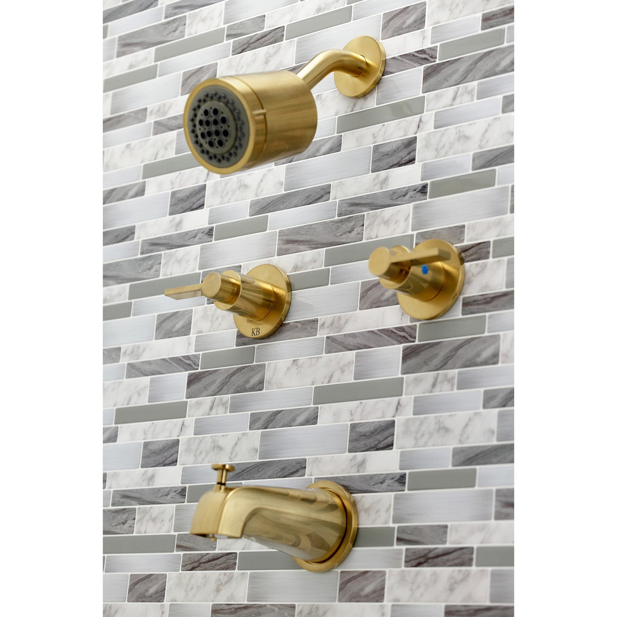 NuvoFusion Double-Handle Tub and Shower Faucet in Brushed Brass
