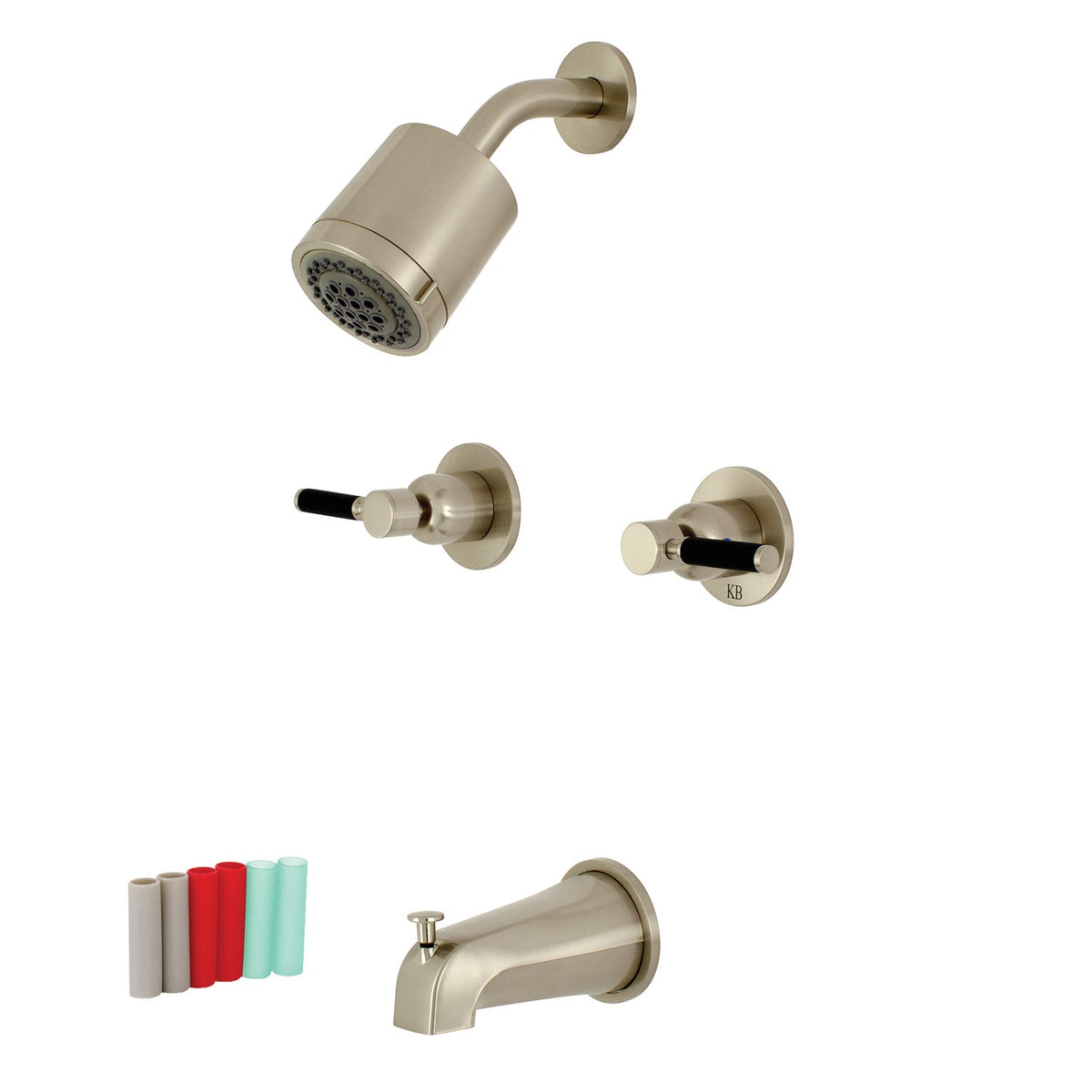 Kaiser Double-Handle Tub and Shower Faucet in Brushed Nickel