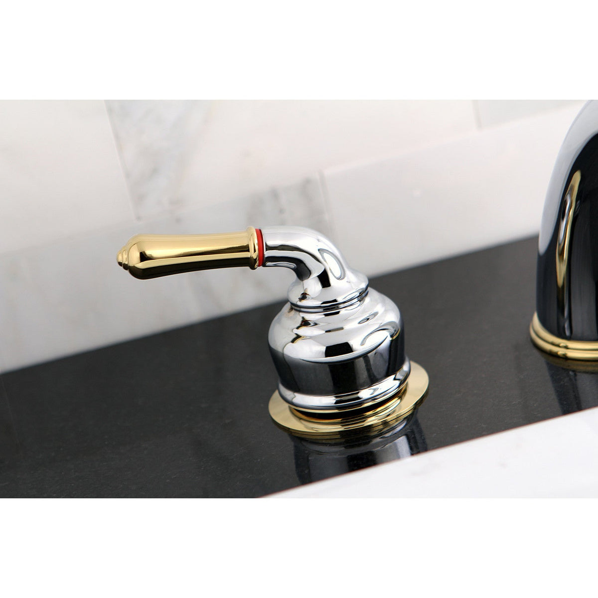 Magellan Two-Handle Deck Mount Roman Tub Faucet in Polished Chrome/Polished Brass