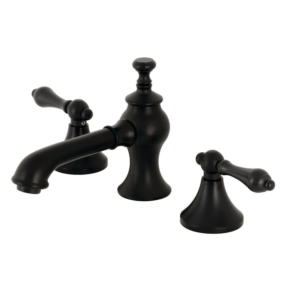 Vintage Widespread Bathroom Faucet with Brass Pop-Up in Matte Black