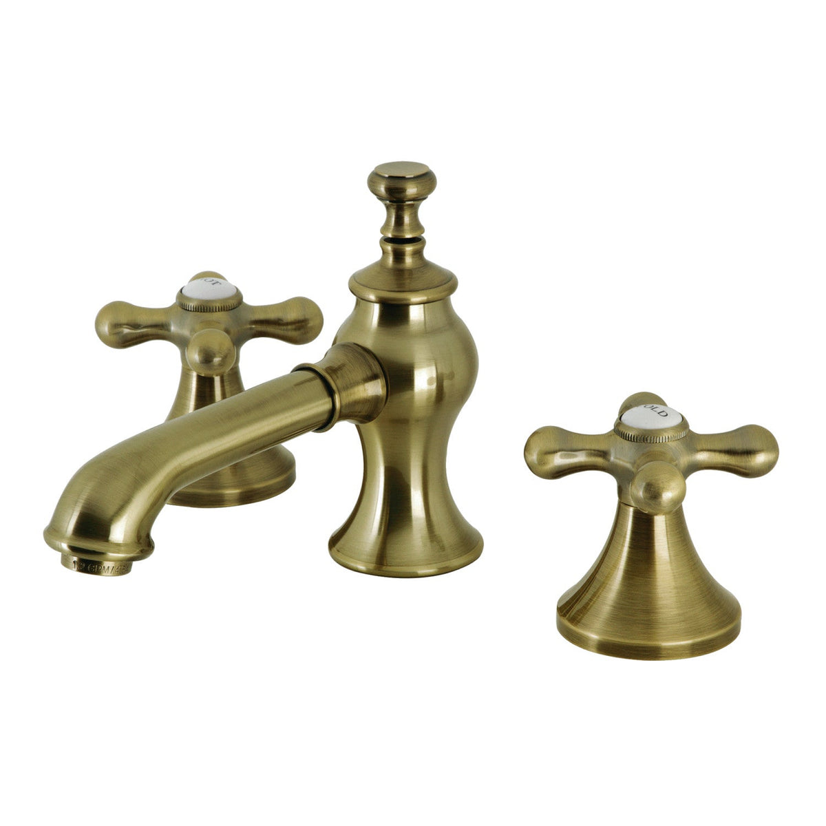 Vintage Widespread Bathroom Faucet with Brass Pop-Up in Antique Brass