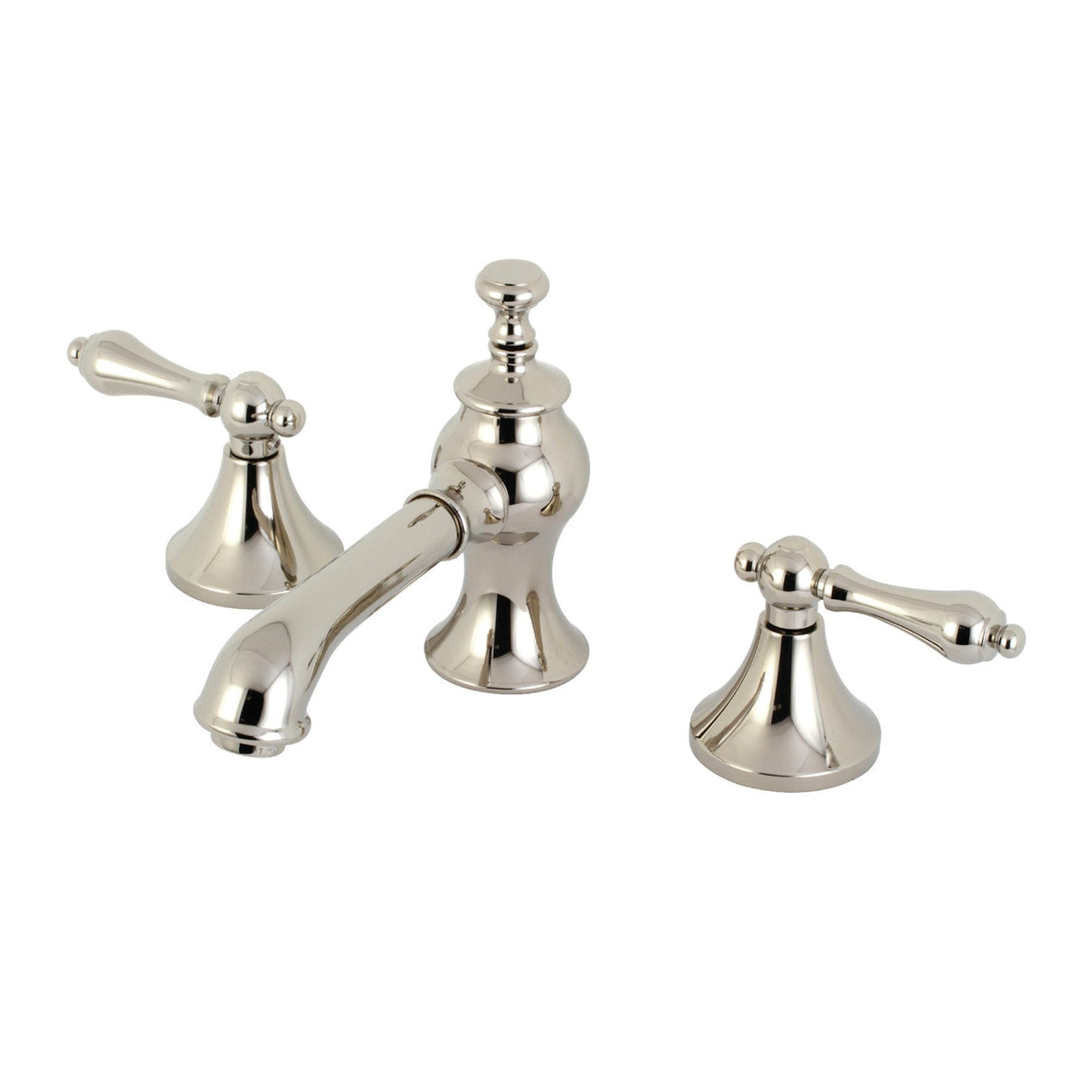 Vintage Widespread Bathroom Faucet with Brass Pop-Up in Polished Nickel