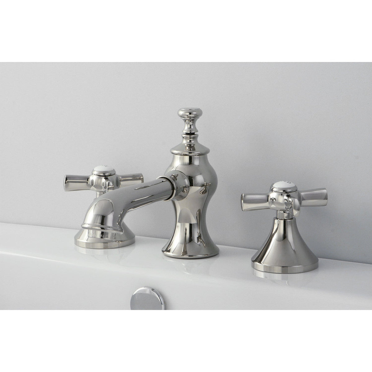 Millennium Widespread Bathroom Faucet with Brass Pop-Up in Polished Nickel