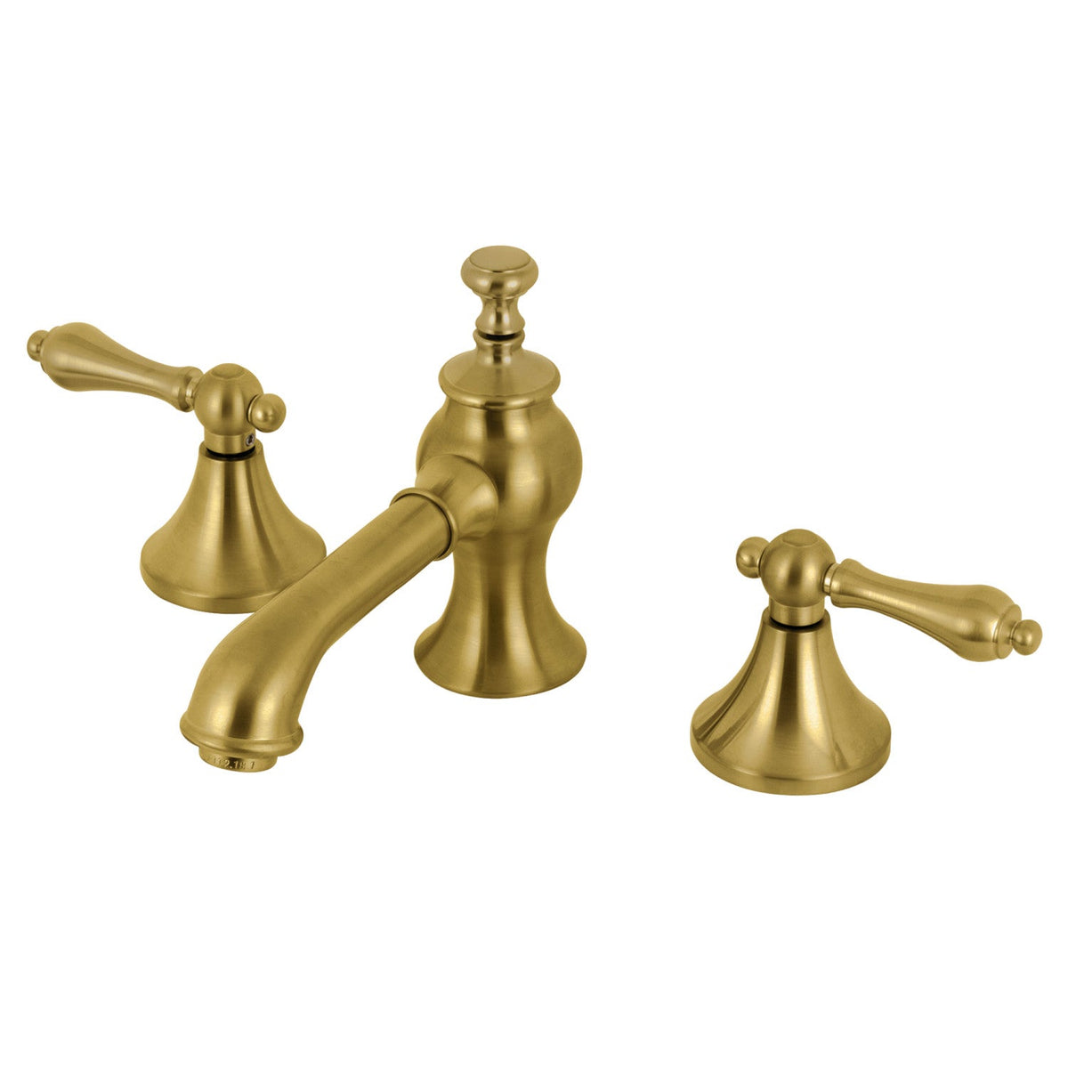 Vintage Widespread Bathroom Faucet with Brass Pop-Up in Brushed Brass