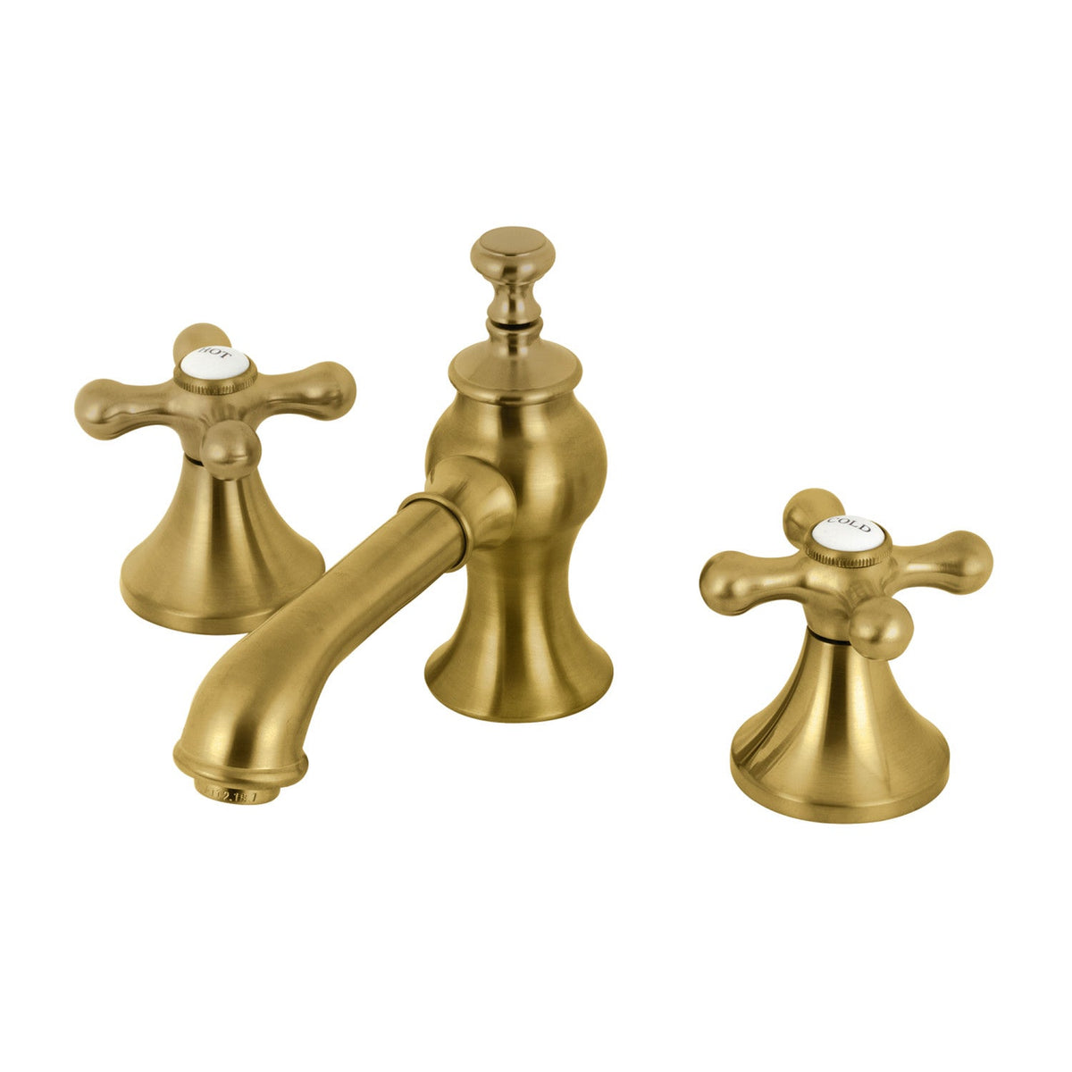 Vintage Widespread Bathroom Faucet with Brass Pop-Up in Brushed Brass