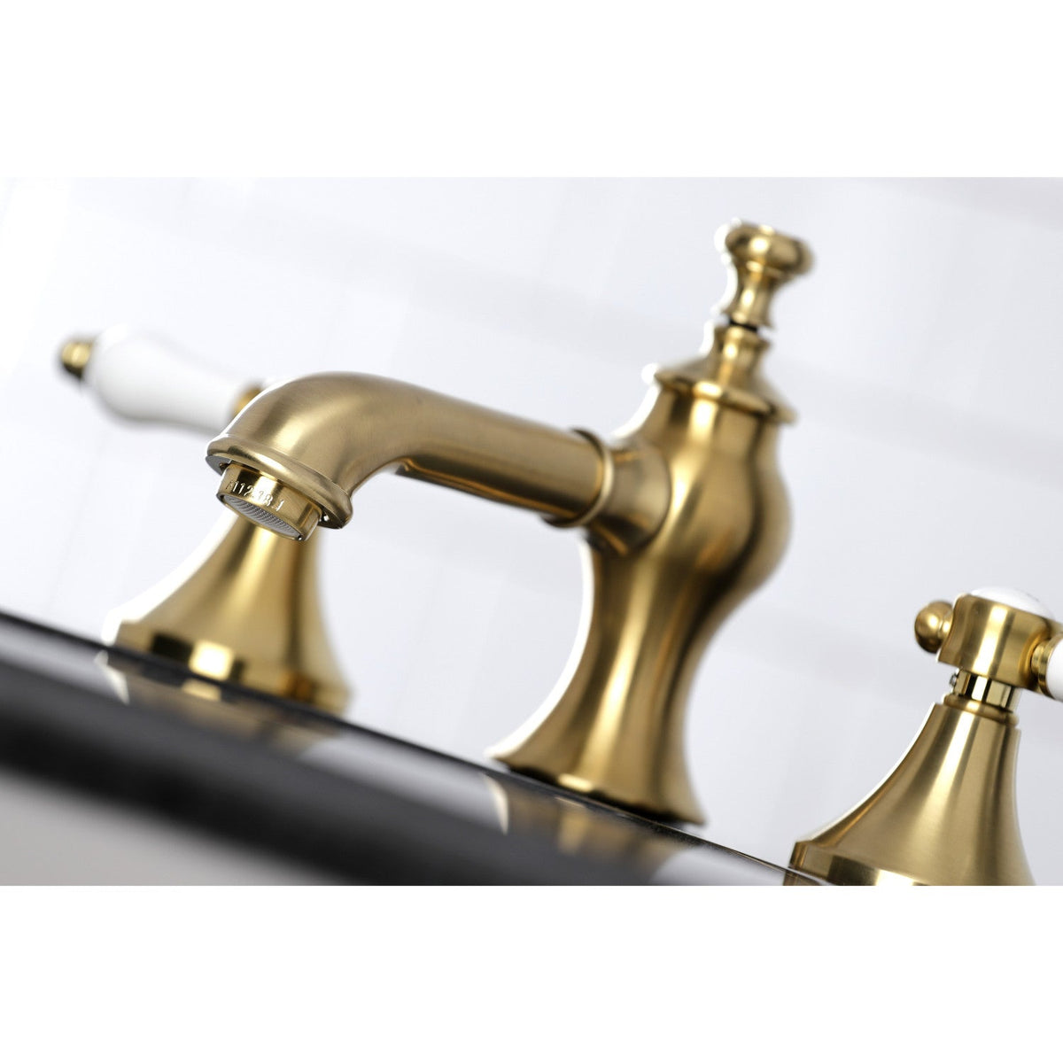 Bel-Air Widespread Bathroom Faucet with Brass Pop-Up in Brushed Brass