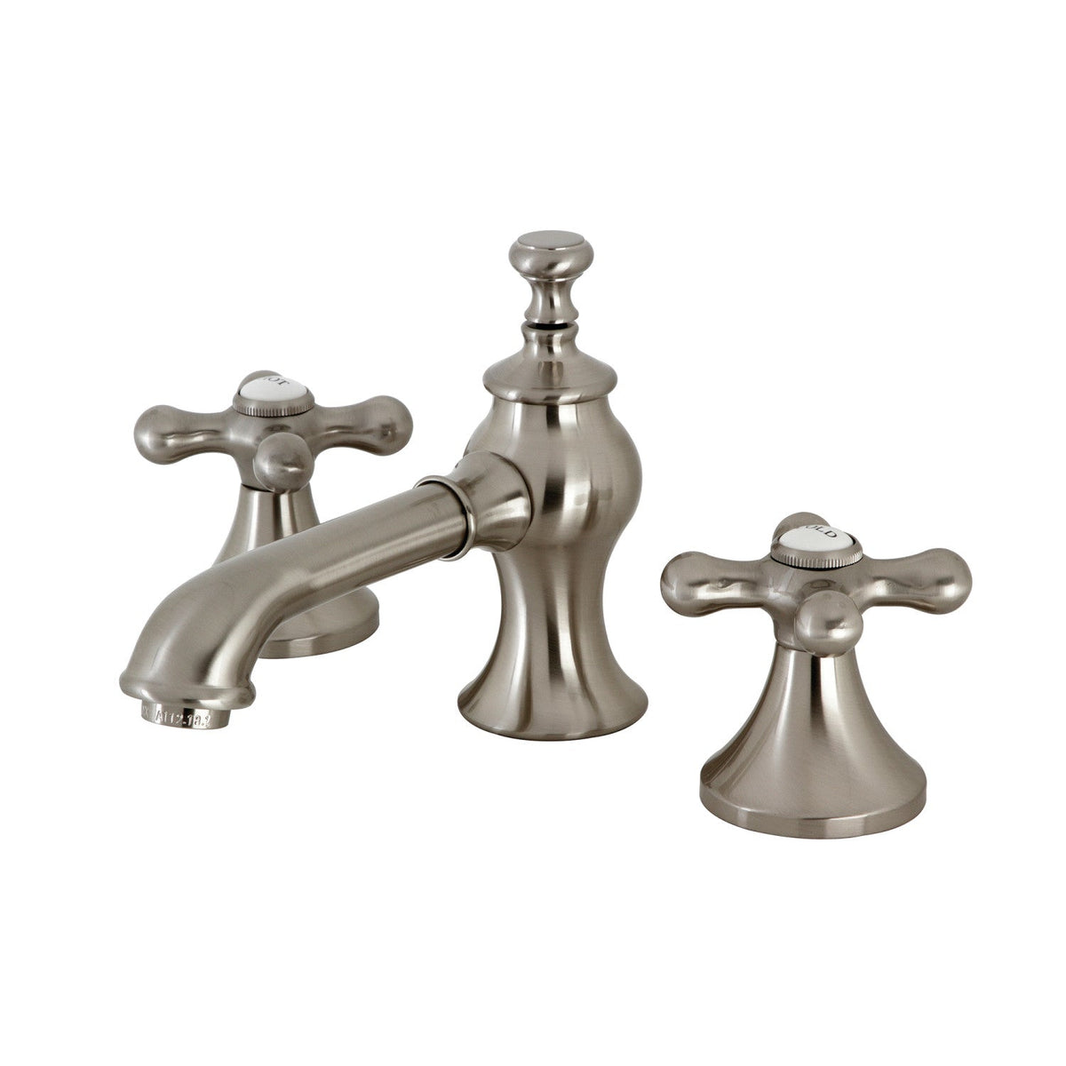 Vintage Widespread Bathroom Faucet with Brass Pop-Up in Brushed Nickel
