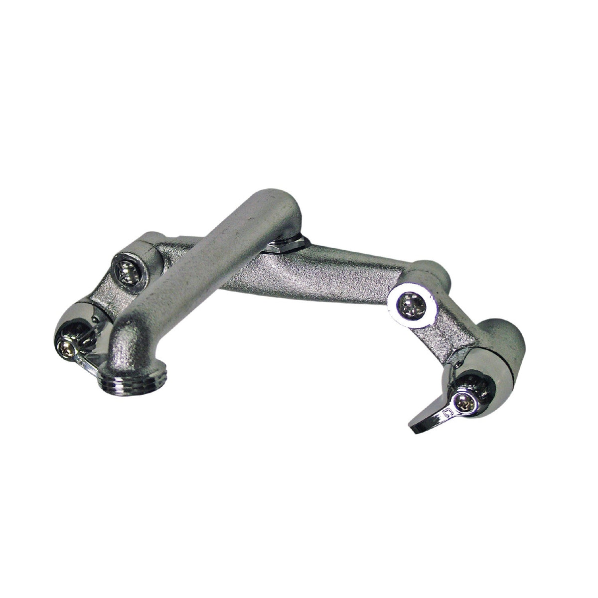Double-Handle 2-Hole Wall Mount Laundry Faucet in Polished Chrome