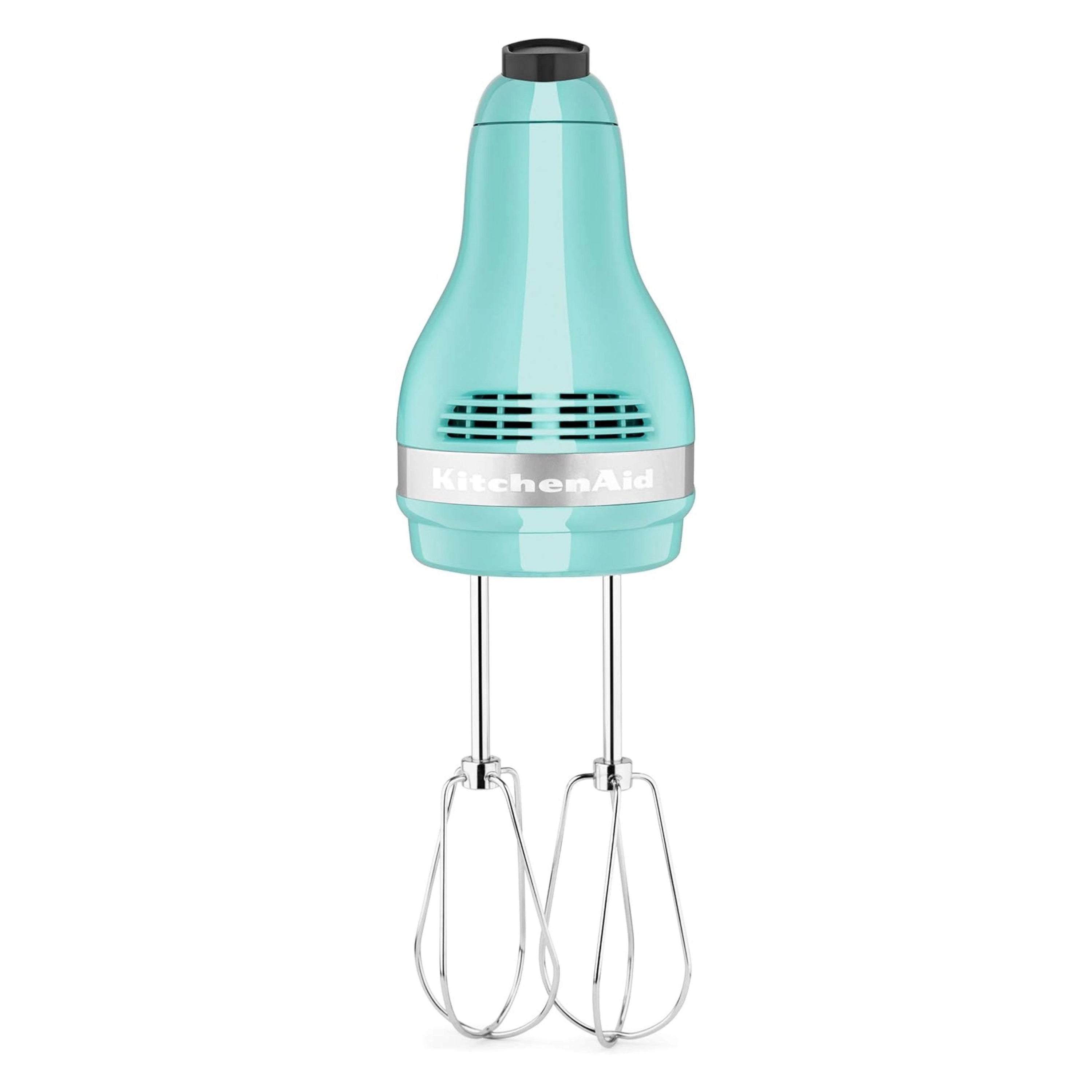 Aqua Sky KitchenAid hand mixer head with vented top and wire beaters