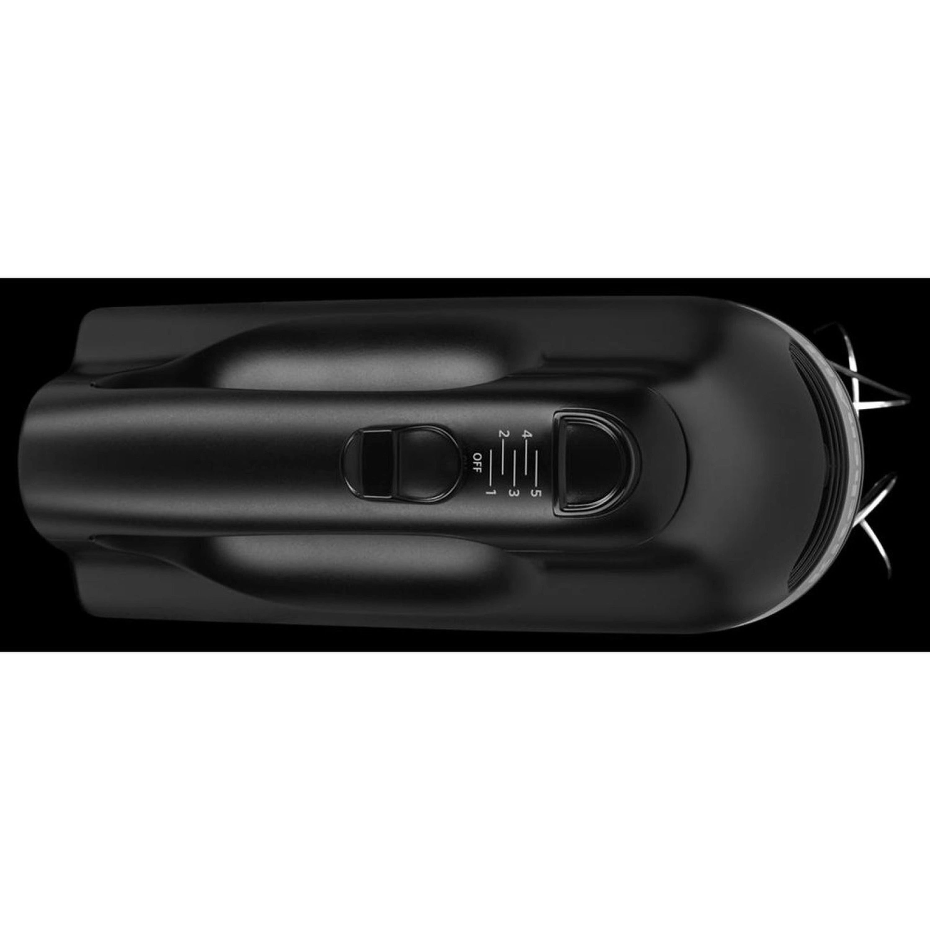 Black matte hand mixer base with speed control slider