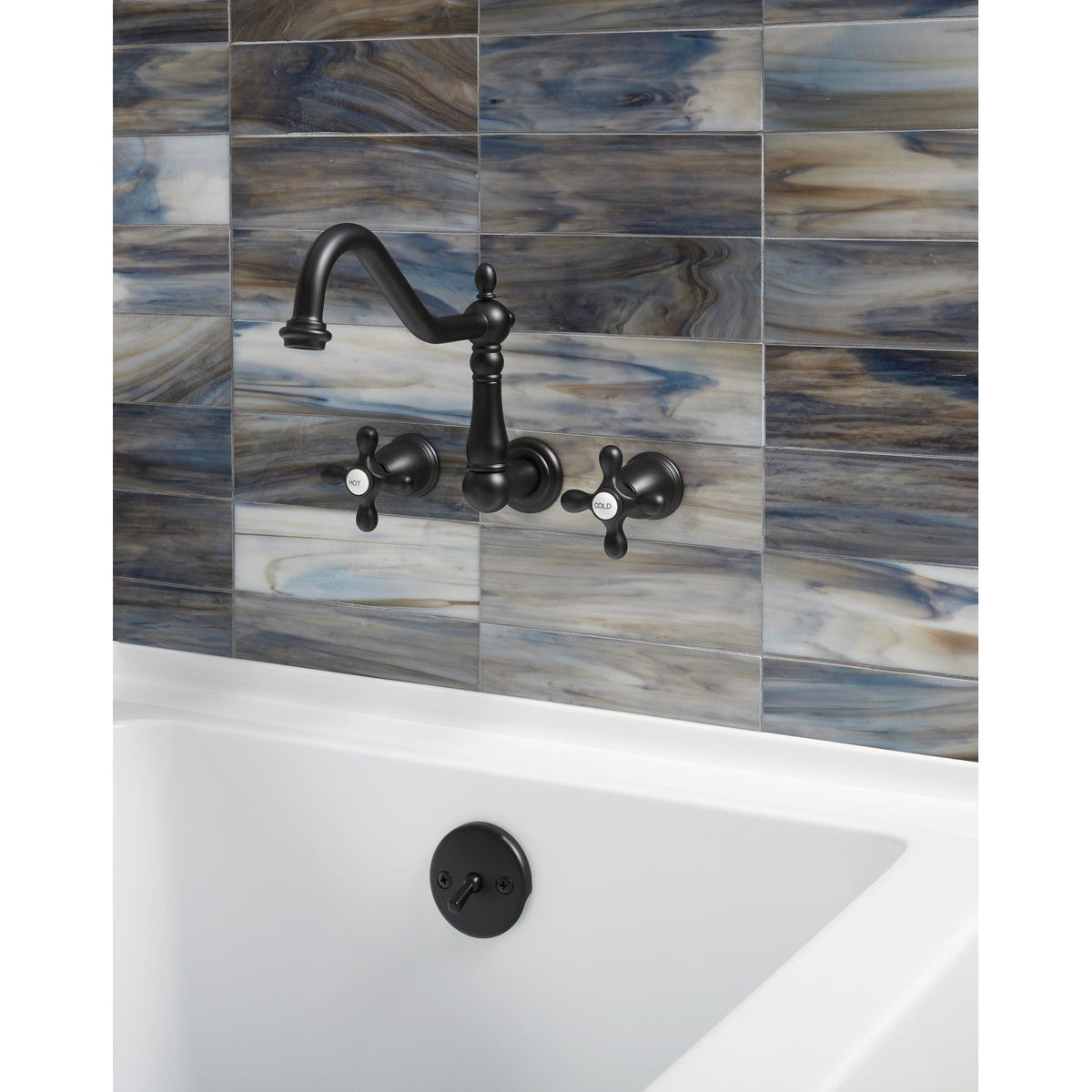 Heritage Two-Handle Wall Mount Roman Tub Faucet in Matte Black