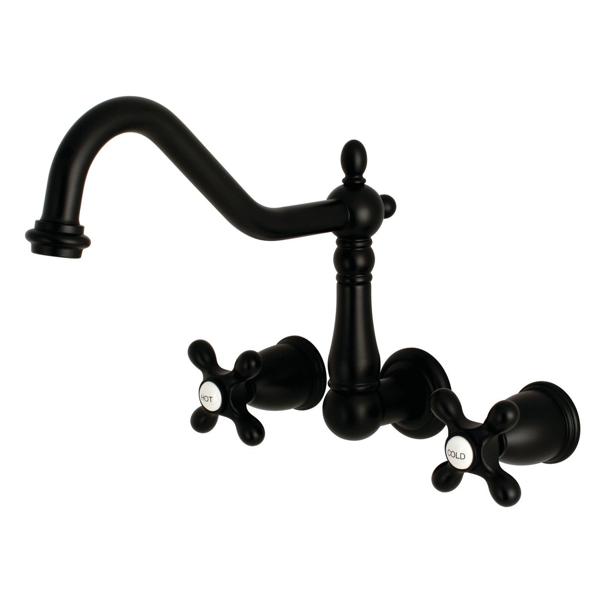 Heritage Two-Handle Wall Mount Roman Tub Faucet in Matte Black
