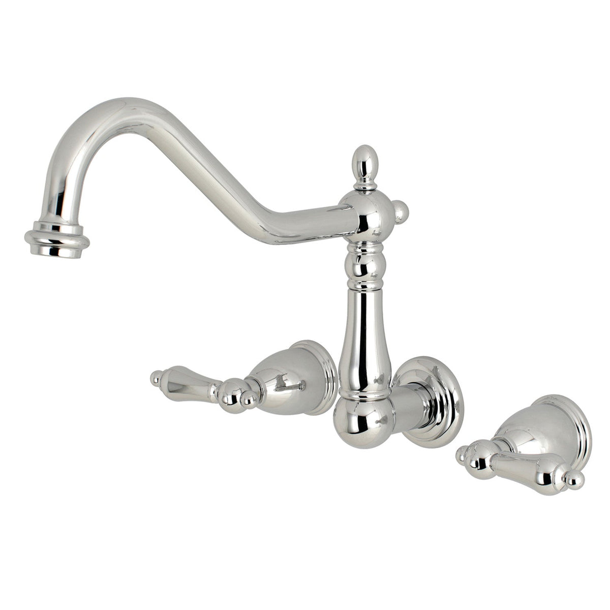 Heritage Two-Handle Wall Mount Roman Tub Faucet in Polished Chrome