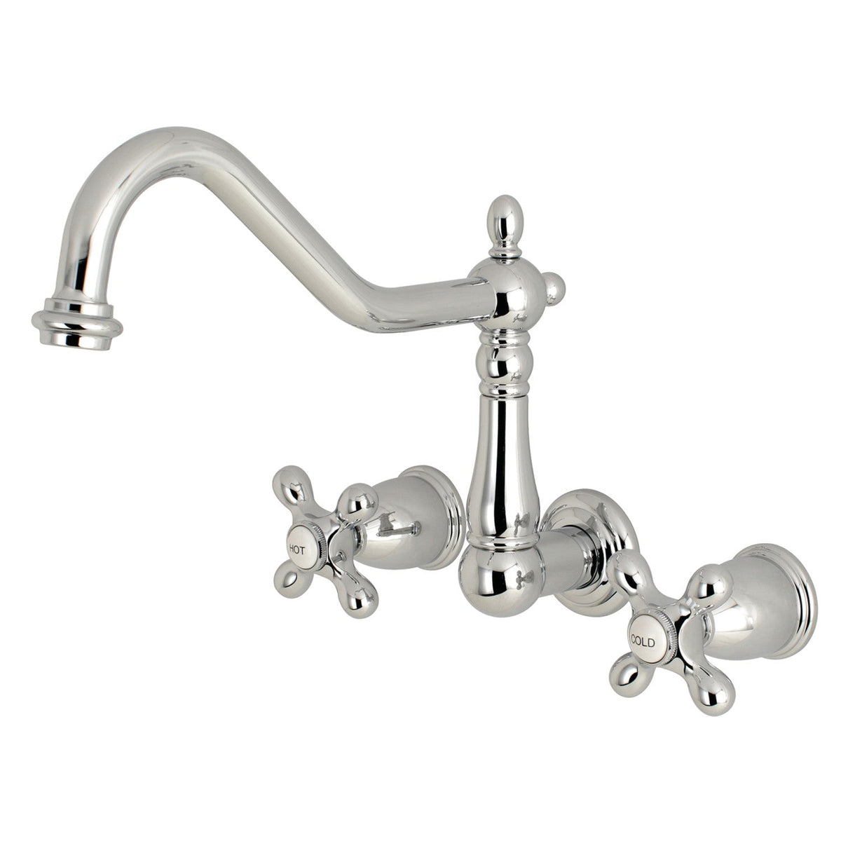Heritage Two-Handle Wall Mount Roman Tub Faucet in Polished Chrome