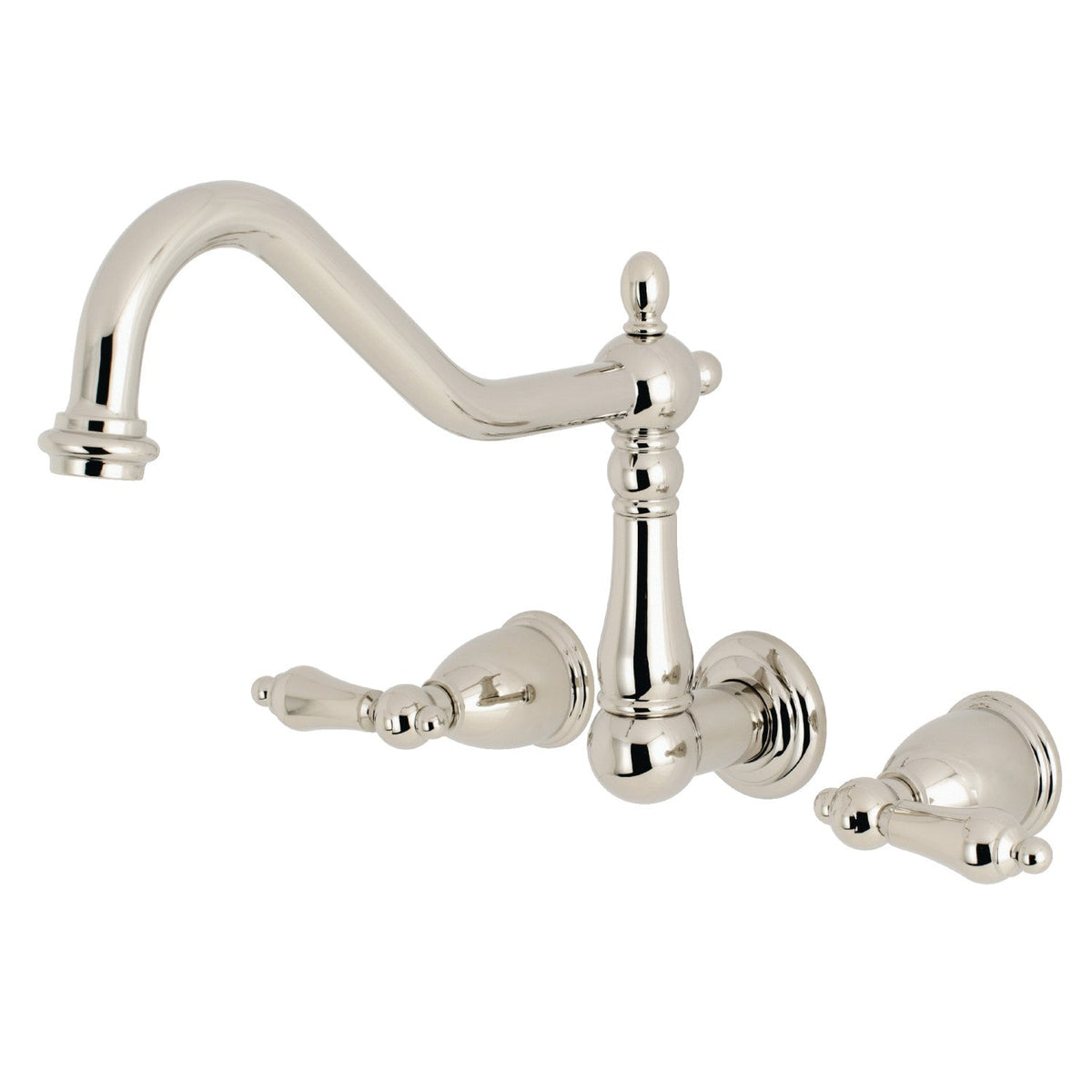 Heritage Two-Handle Wall Mount Roman Tub Faucet in Polished Nickel