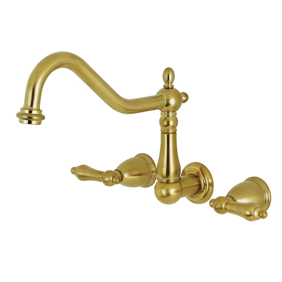 Heritage Two-Handle Wall Mount Roman Tub Faucet in Brushed Brass