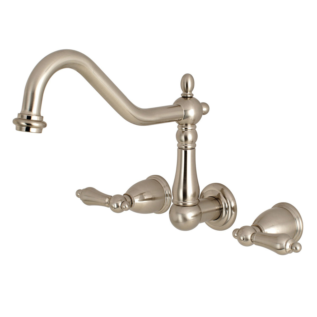 Heritage Two-Handle Wall Mount Roman Tub Faucet in Brushed Nickel