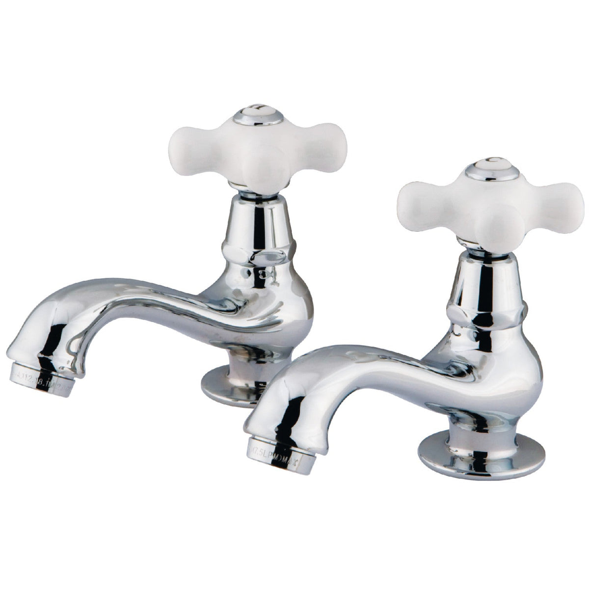 Heritage Basin Tap Faucet with Porcelain Cross Handle in Polished Chrome