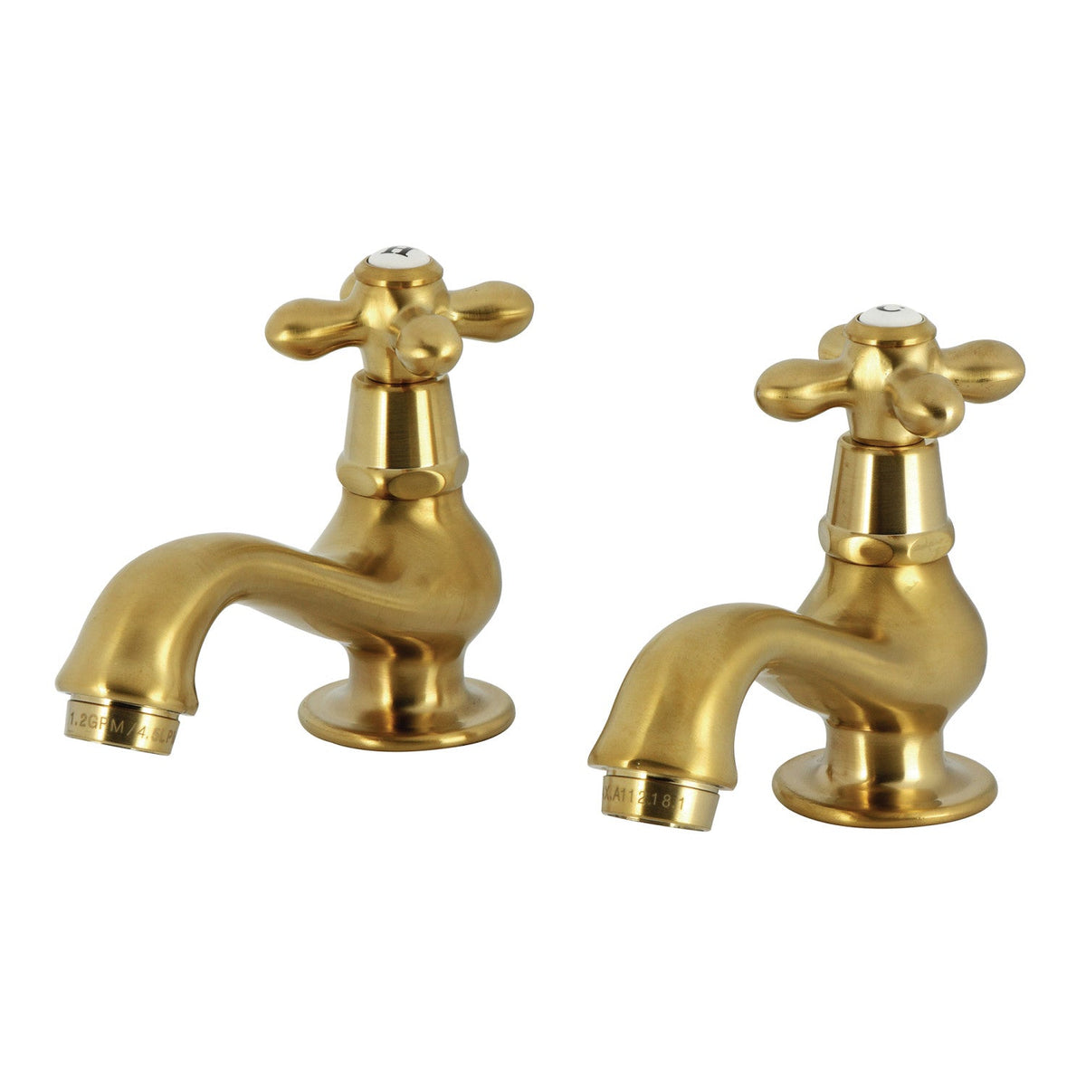 Heritage Basin Tap Faucet with Metal Cross Handle in Brushed Brass
