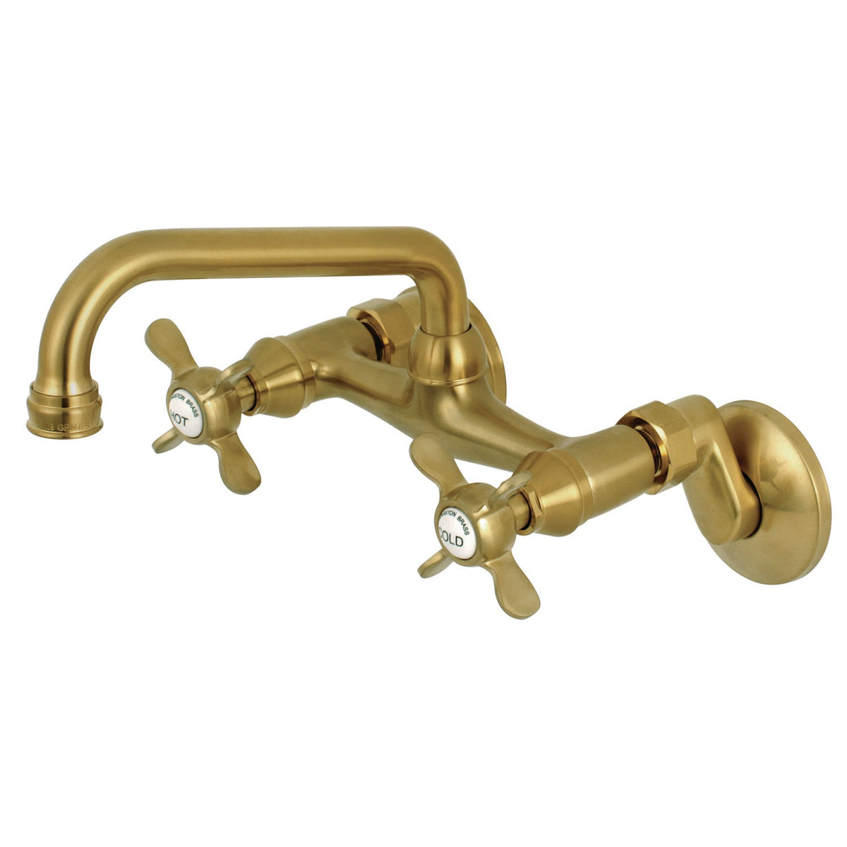 Essex Double-Handle Wall-Mount Bridge Kitchen Faucet in Brushed Brass