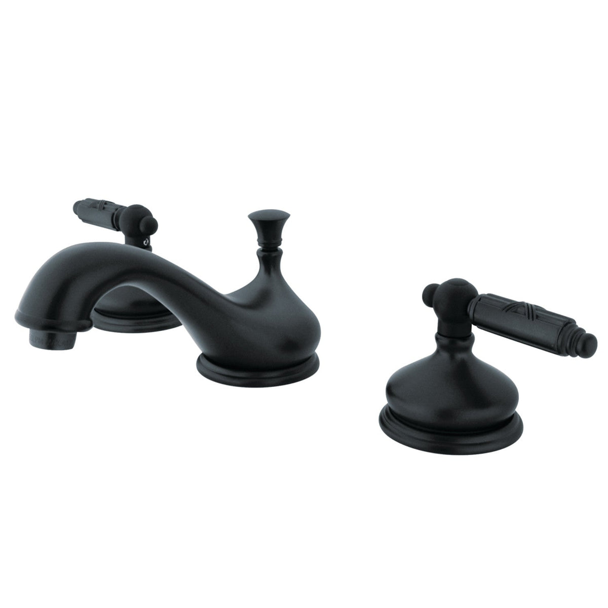Georgian Widespread Bathroom Faucet with Brass Pop-Up in Matte Black