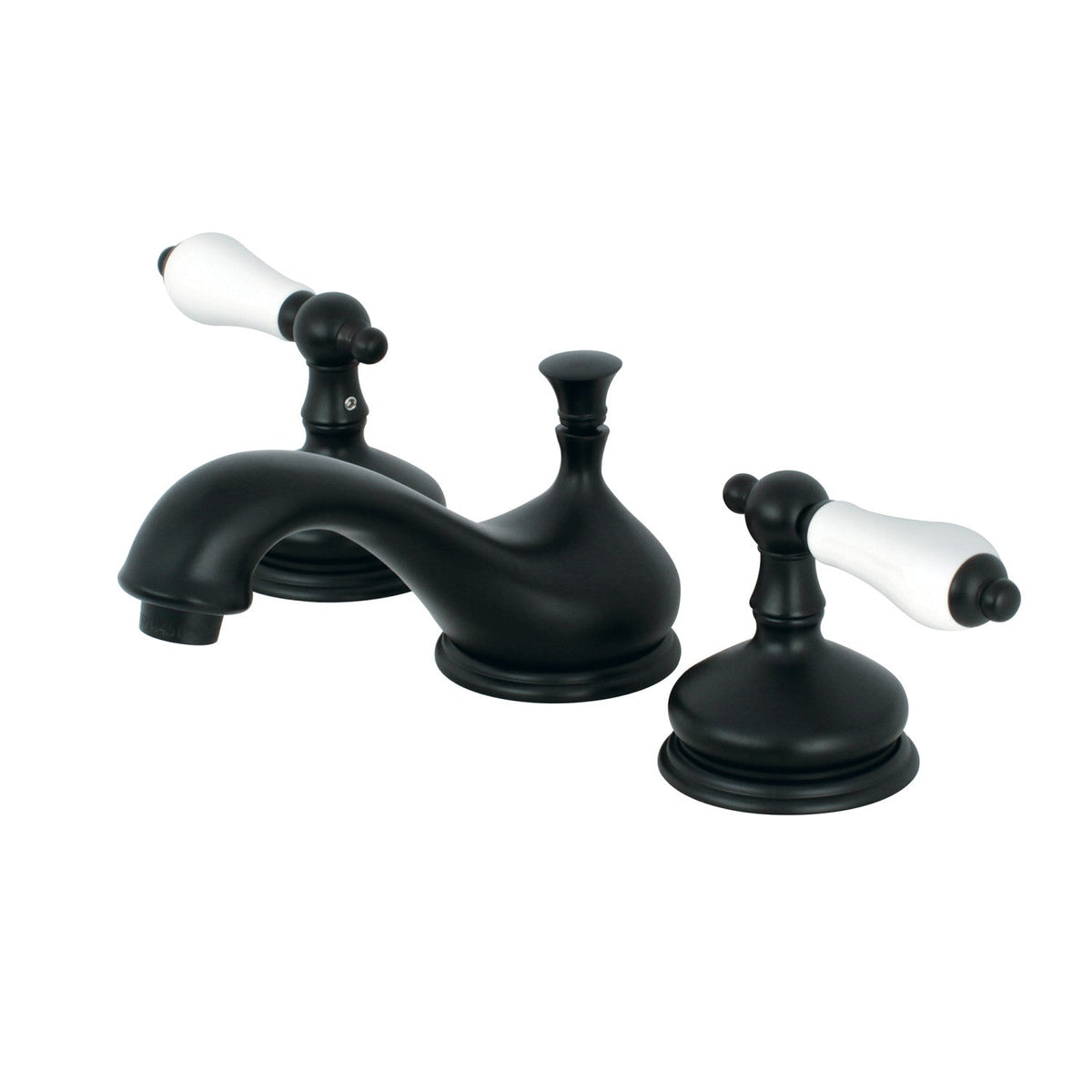 Heritage Widespread Bathroom Faucet with Brass Pop-Up in Matte Black