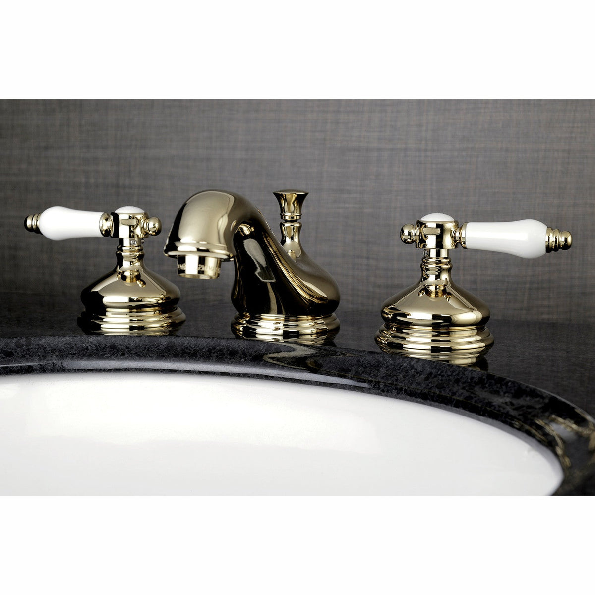 Bel-Air Widespread Bathroom Faucet with Brass Pop-Up in Polished Brass