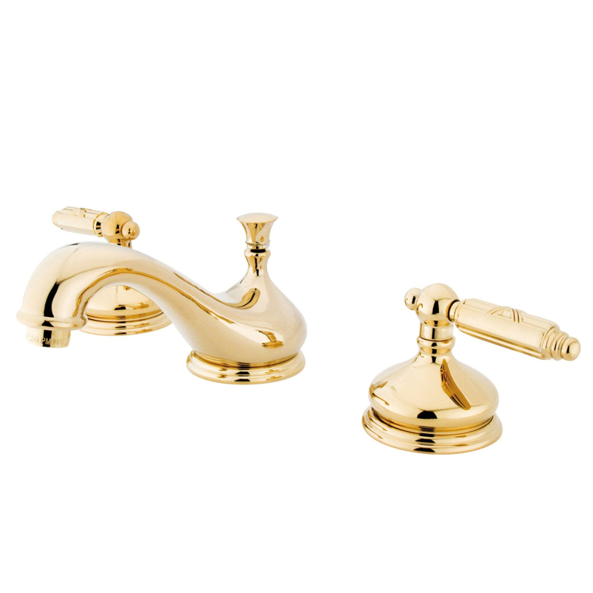 Georgian Widespread Bathroom Faucet with Brass Pop-Up in Polished Brass