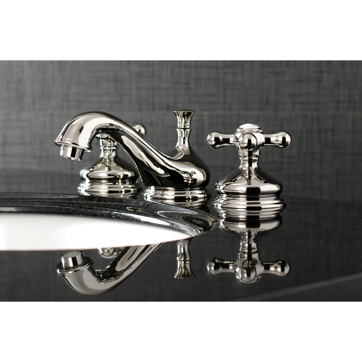 Heritage Widespread Bathroom Faucet with Brass Pop-Up in Polished Nickel