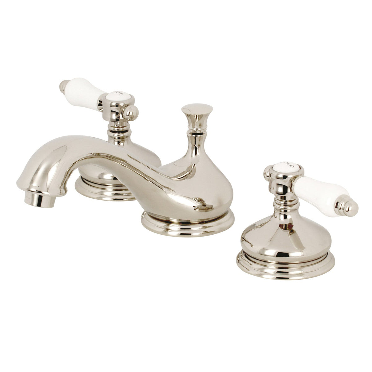 Bel-Air Widespread Bathroom Faucet with Brass Pop-Up in Polished Nickel