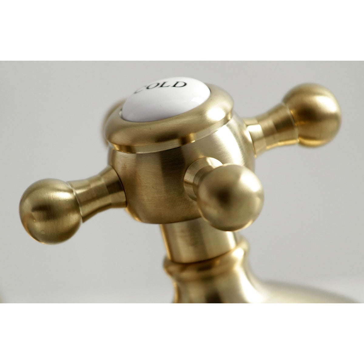 Vintage Widespread Bathroom Faucet with Brass Pop-Up in Brushed Brass