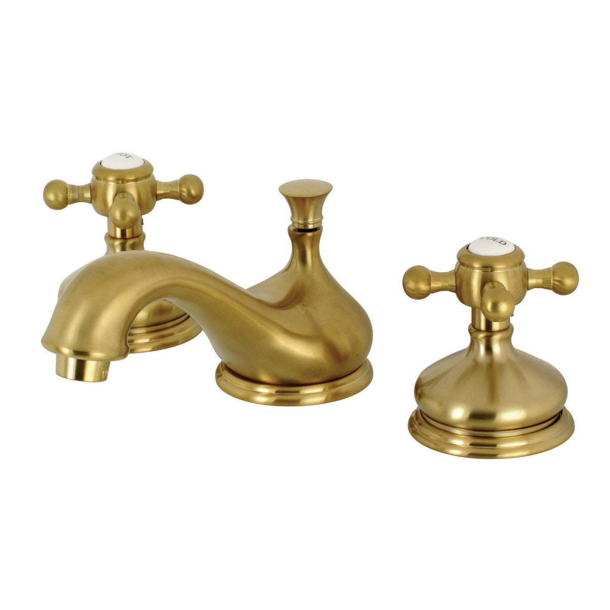 Vintage Widespread Bathroom Faucet with Brass Pop-Up in Brushed Brass