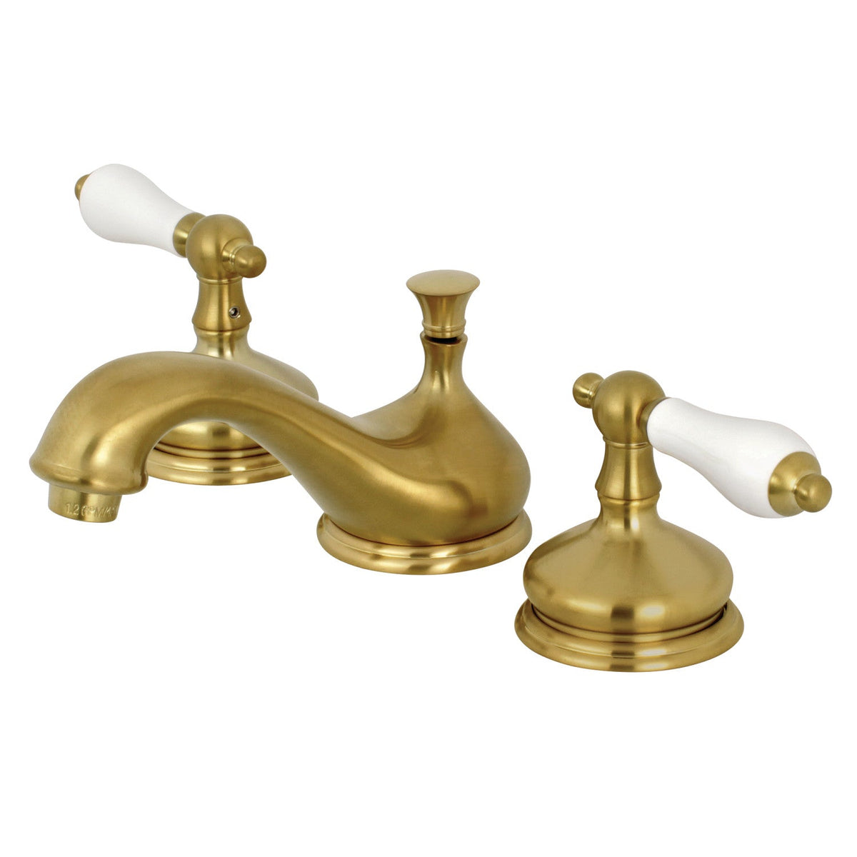 Heritage Widespread Bathroom Faucet with Brass Pop-Up in Brushed Brass
