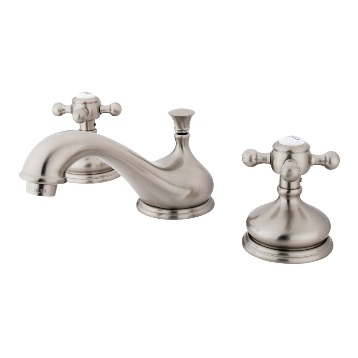 Vintage Widespread Bathroom Faucet with Brass Pop-Up in Brushed Nickel