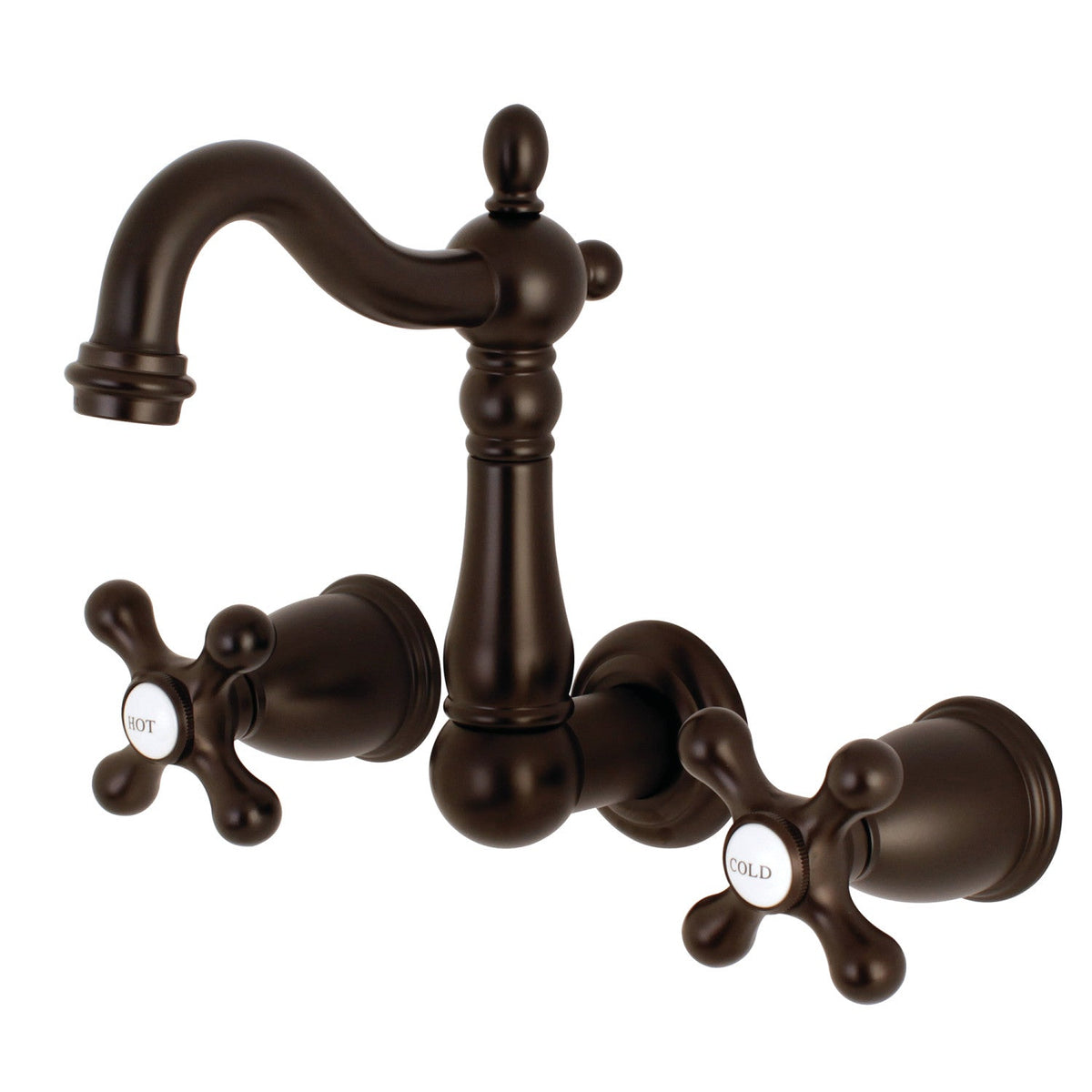Heritage Double-Handle Wall Mount Bathroom Faucet in Oil Rubbed Bronze