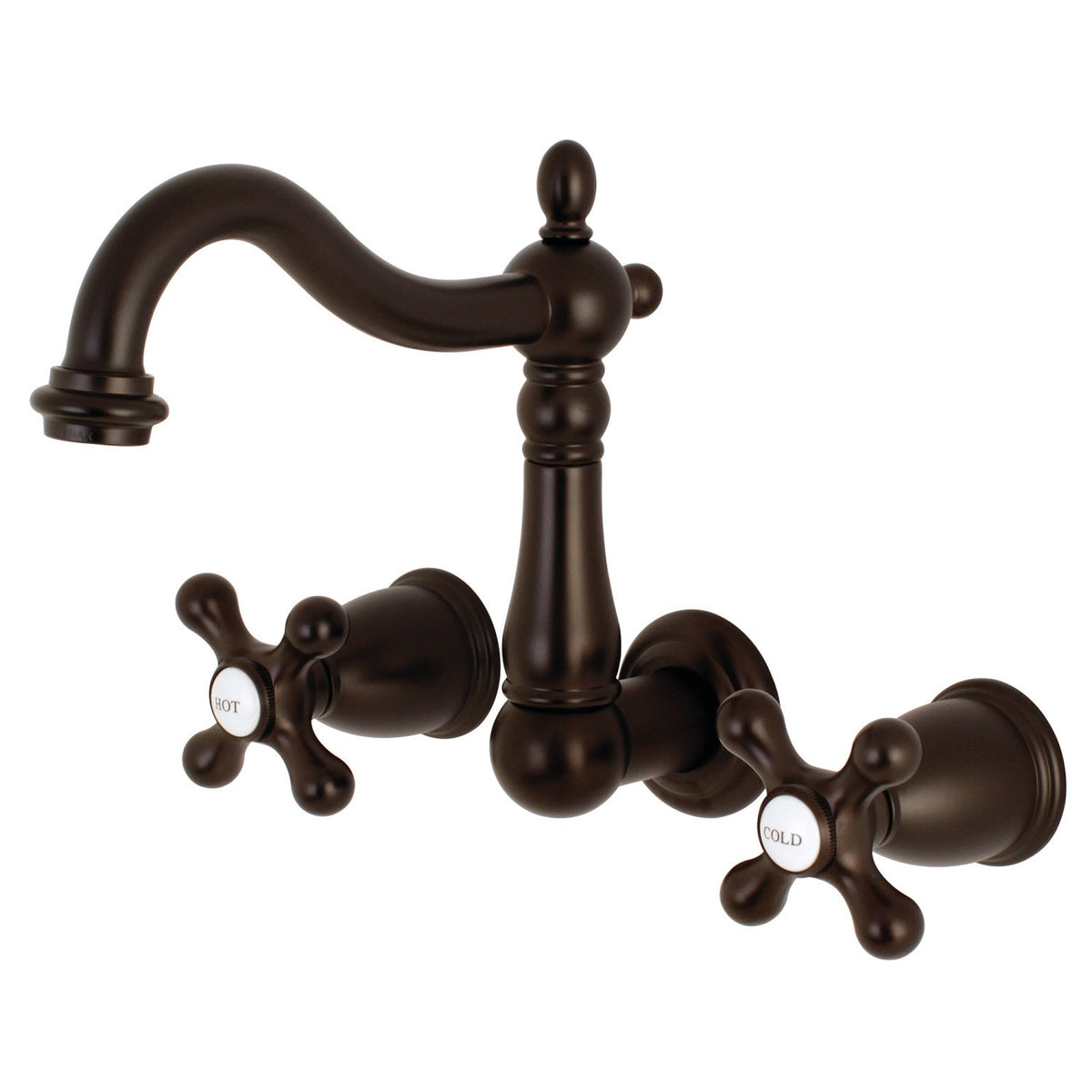 Heritage Double-Handle Wall Mount Bathroom Faucet in Oil Rubbed Bronze