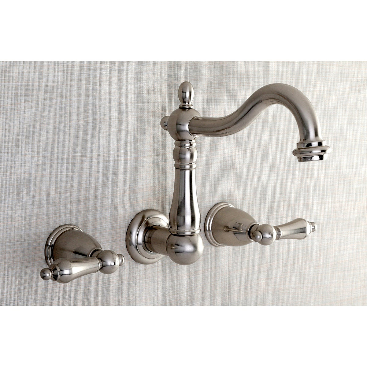 Heritage Double-Handle Wall Mount Bathroom Faucet in Brushed Nickel