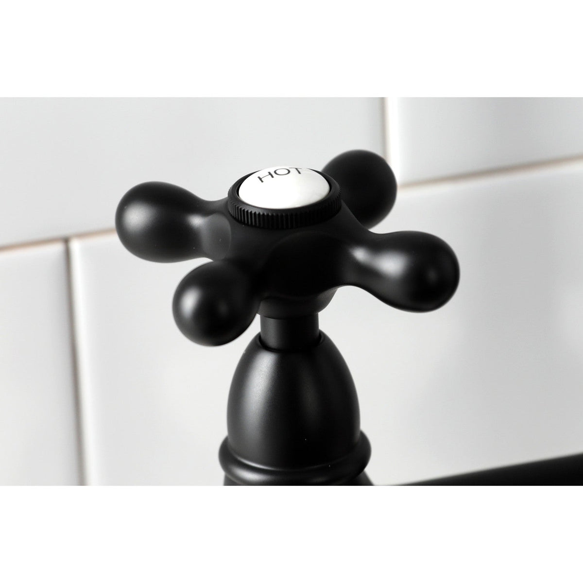 Heritage Bridge Kitchen Faucet with Brass Side Sprayer in Matte Black