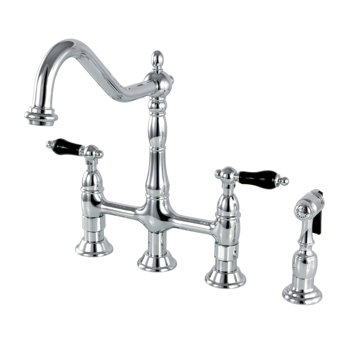 Duchess Bridge Kitchen Faucet with Brass Side Sprayer in Polished Chrome