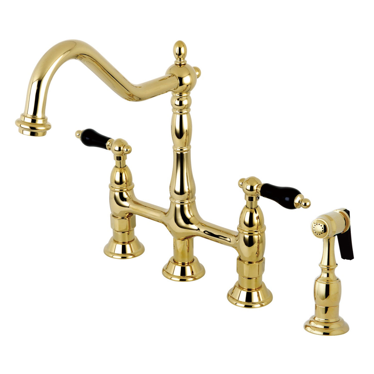 Duchess Bridge Kitchen Faucet with Brass Side Sprayer in Polished Brass