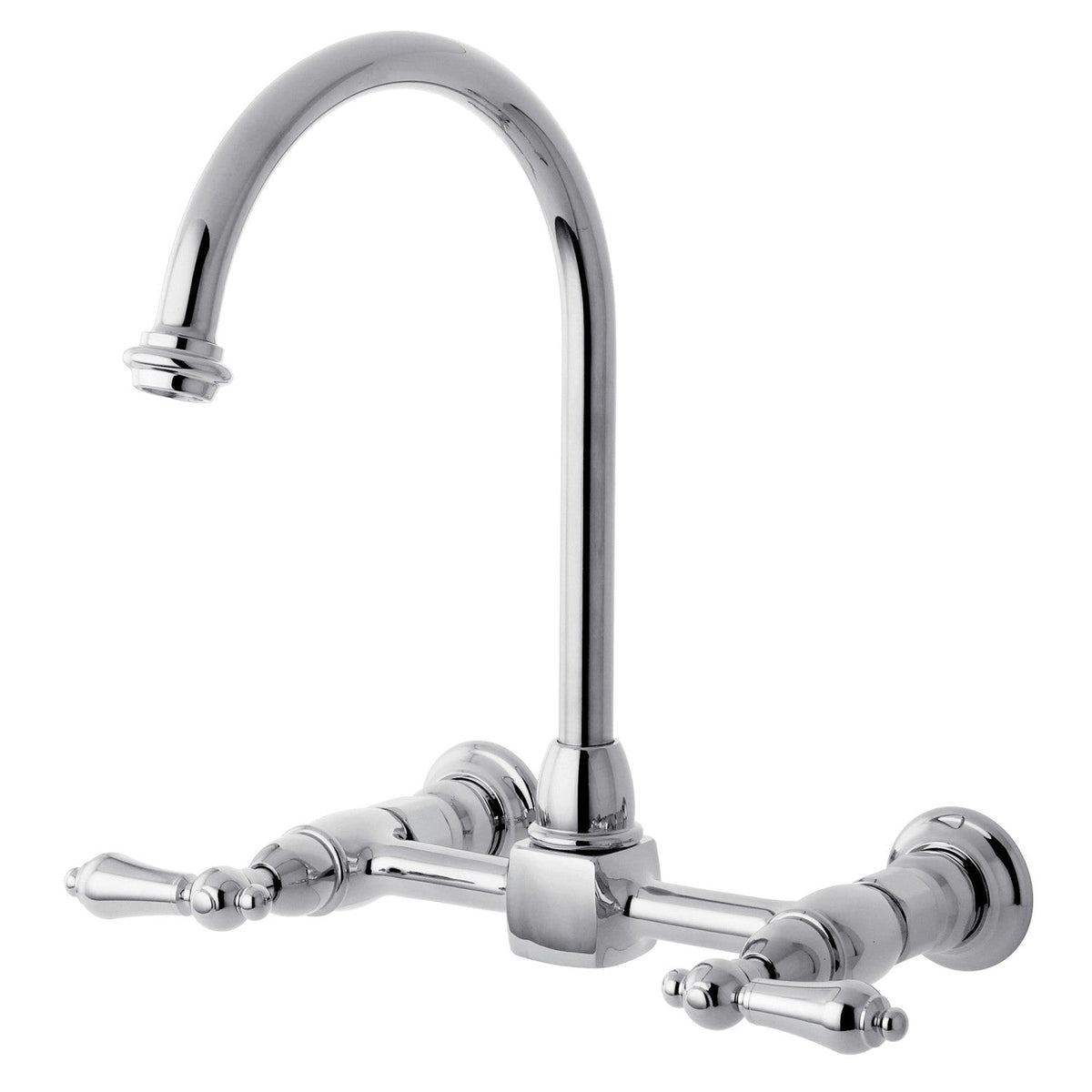 Restoration Double-Handle Wall-Mount Bridge Kitchen Faucet in Polished Chrome