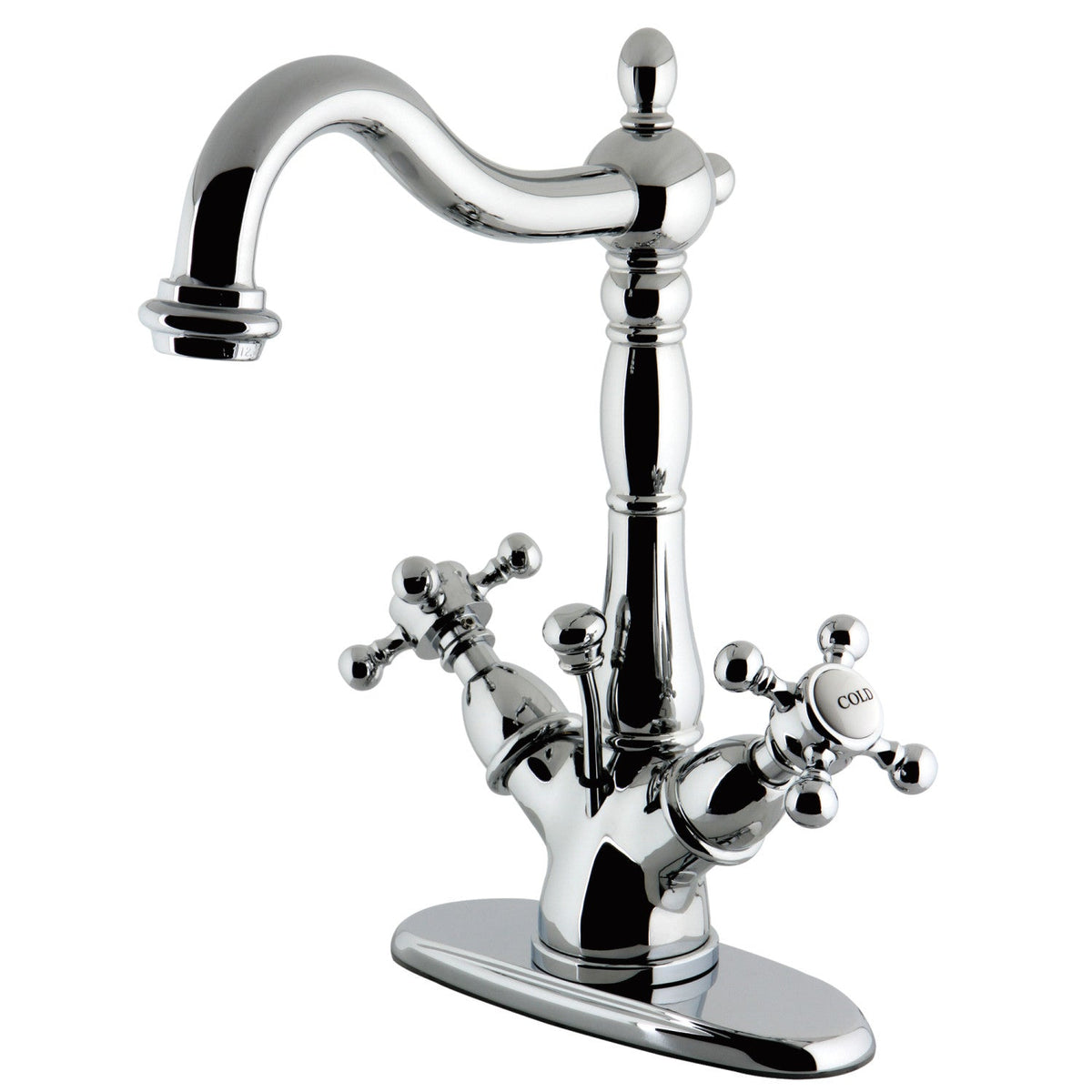 Vintage Double-Handle 4" Centerset Bathroom Faucet with Brass Pop-Up in Polished Chrome