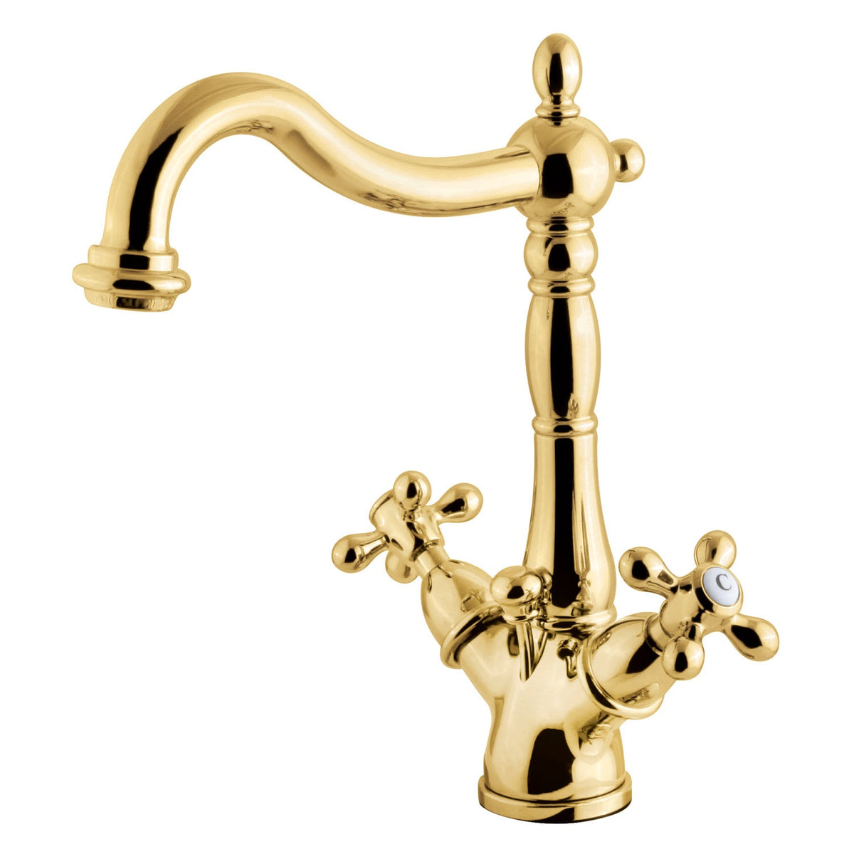 Heritage Double-Handle 4" Centerset Bathroom Faucet with Brass Pop-Up in Polished Brass