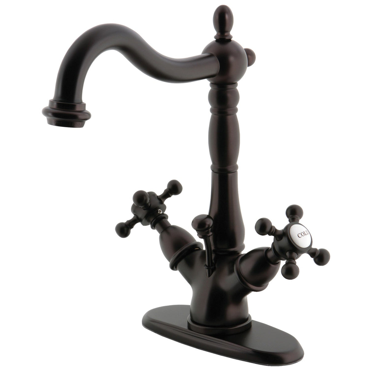 Vintage Double-Handle 4" Centerset Bathroom Faucet with Brass Pop-Up in Oil Rubbed Bronze