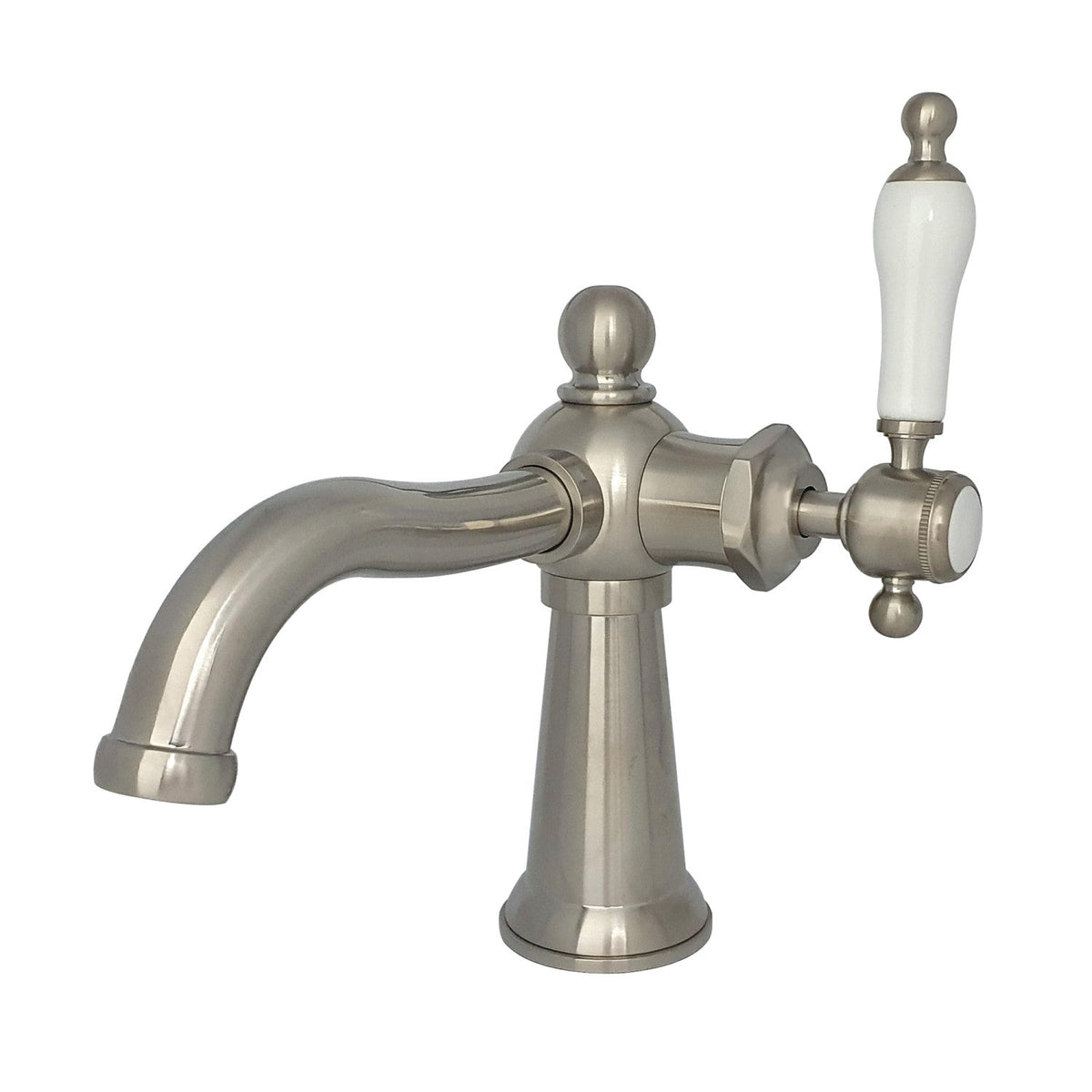 Nautical One-Handle Single-Hole Bathroom Faucet with Push Pop-Up Drain in Brushed Nickel