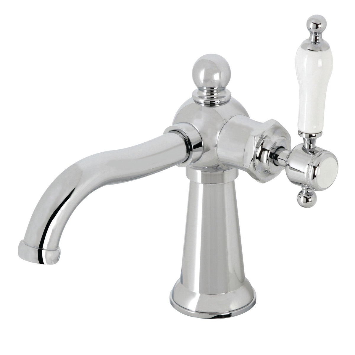 Nautical One-Handle Single-Hole Bathroom Faucet with Push Pop-Up Drain in Polished Chrome